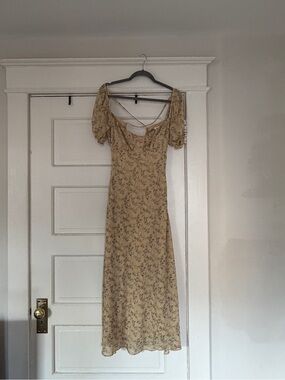 Le Lis Yellow Floral Maxi Dress with Puff Sleeves